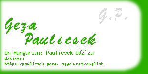 geza paulicsek business card